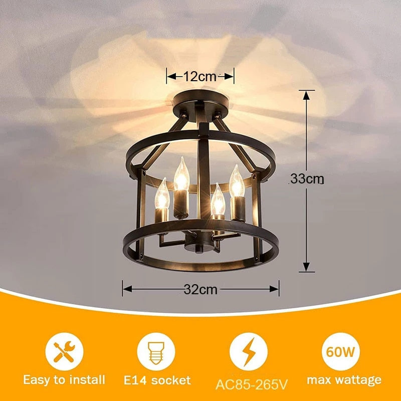 SkandiShop Retro American Vintage Chandelier Ceiling Light Farmhouse